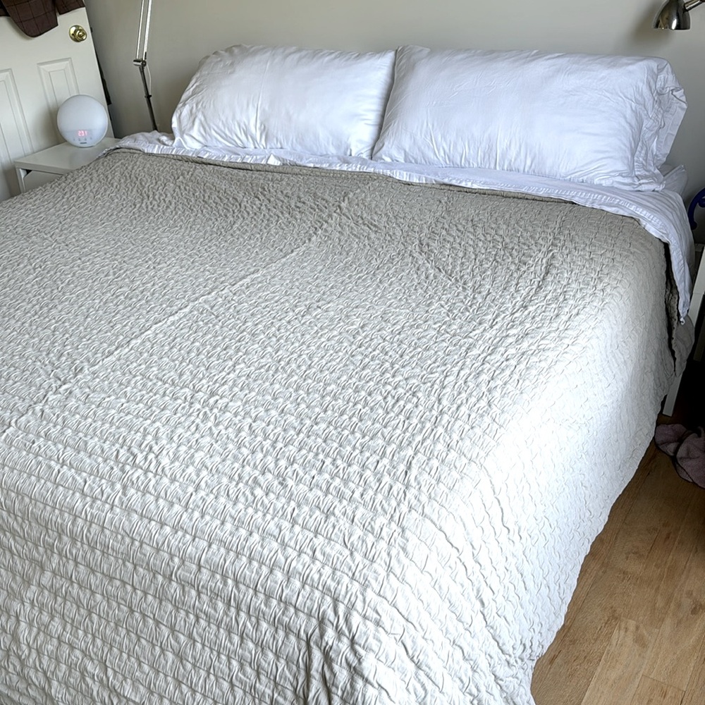 Eileen Fisher home quilt. Queen size. Cream/Beige.